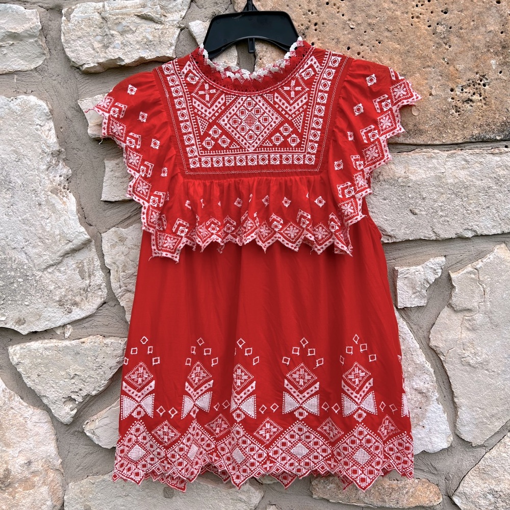 Anthropologie Bohemian Festival Top Red Size 4